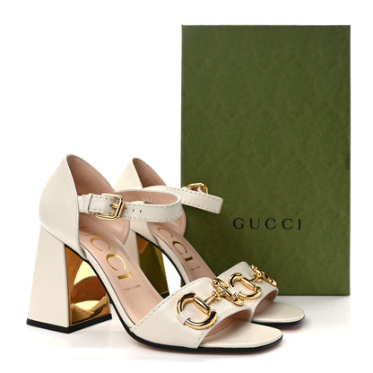 Gucci Nappa Horsebit Cross Strap 95mm Sandals 40 Mystic White 8 of 8
