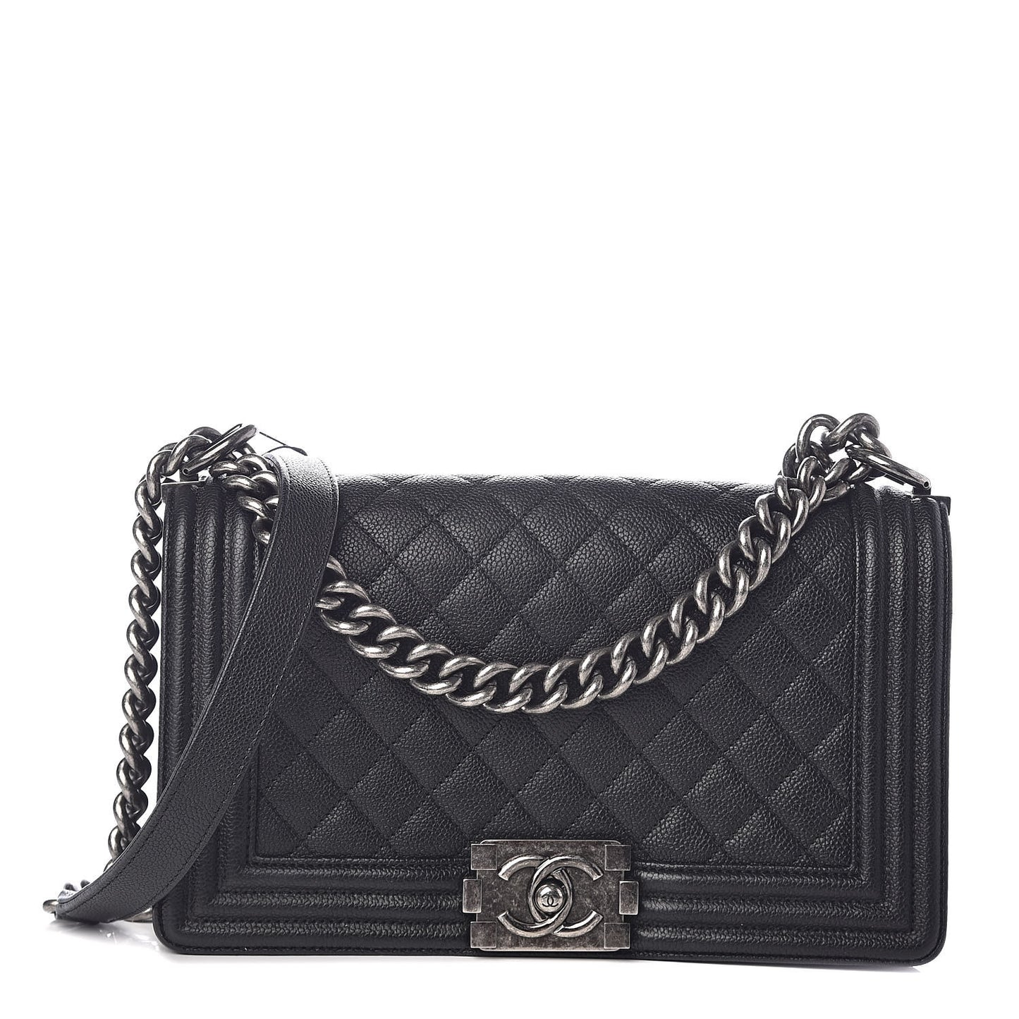 Caviar Quilted Medium Boy Flap Black