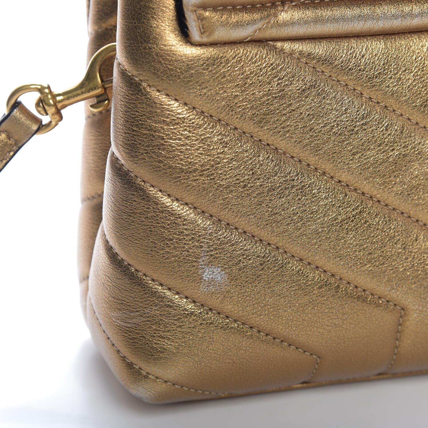 Saint Laurent Metallic Calfskin Y Quilted Monogram Toy Loulou Crossbody Bag Gold 13 of 13