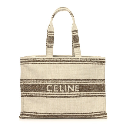Celine Jacquard Striped Large Cabas Thais Tobacco Tan 1 of 11