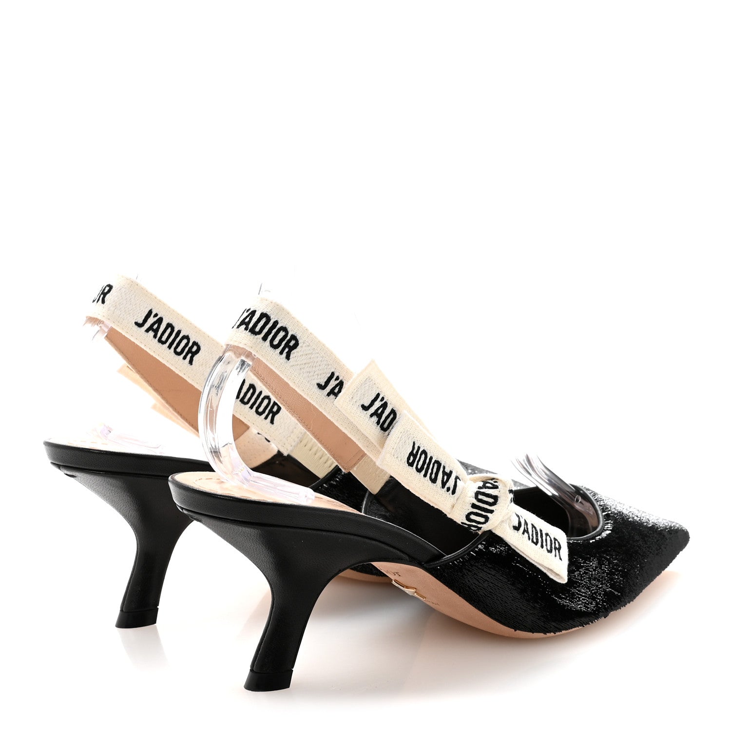 Christian Dior Shiny Velvet Ribbon J Adior Slingback 65mm Pumps 37 Black 5 of 9