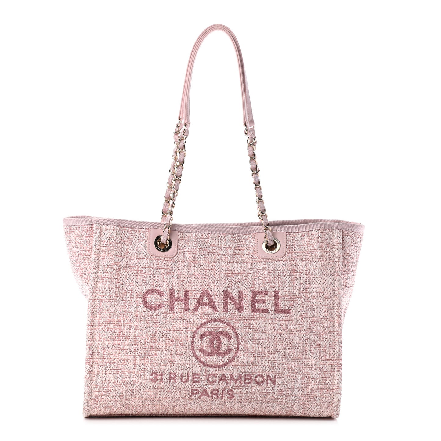 Straw Lurex Small Deauville Tote Pink