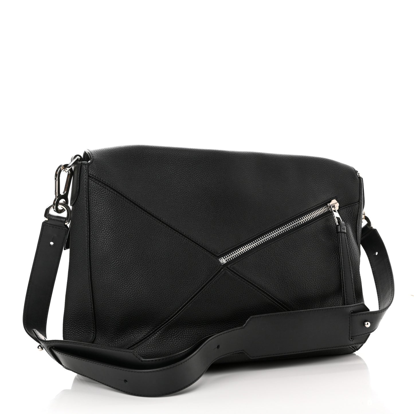 Calfskin Puzzle Messenger Bag Black