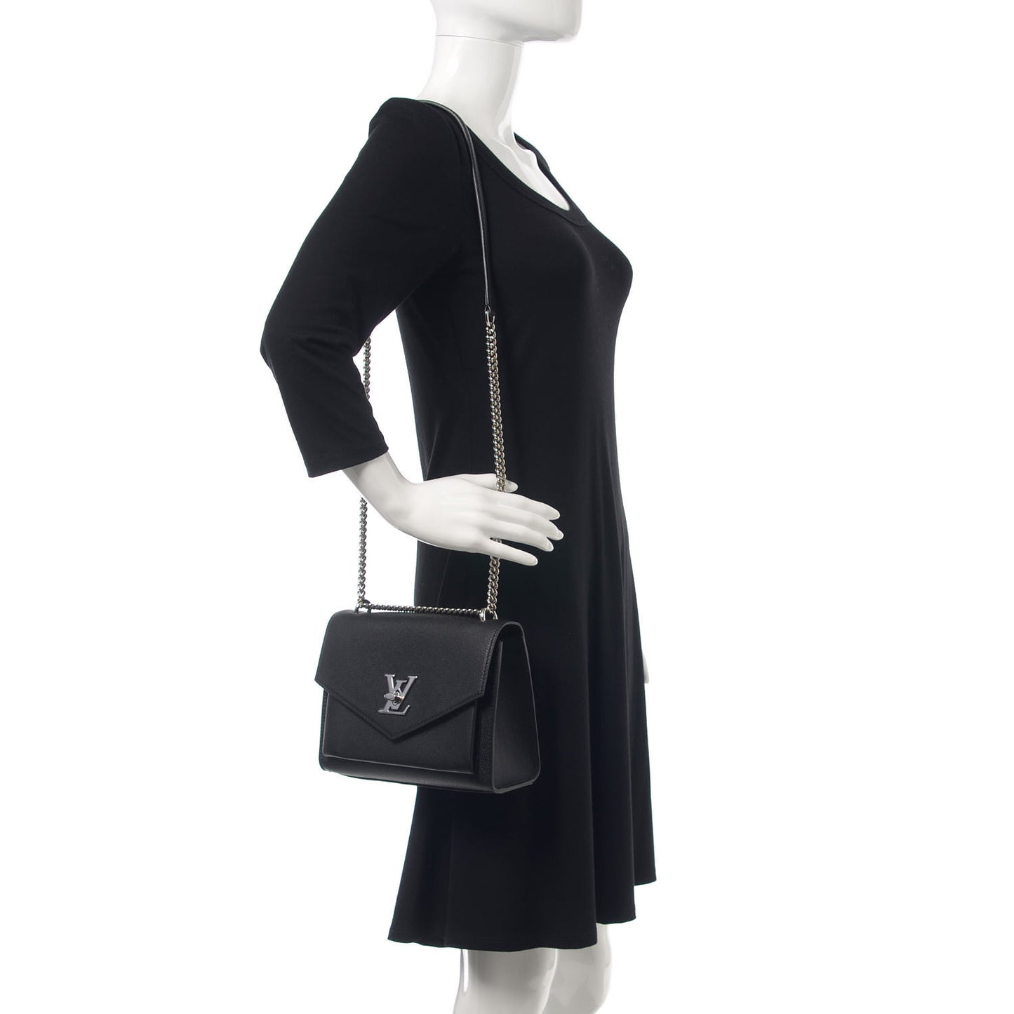 Soft Calfskin My Lockme Chain Bag BB Black