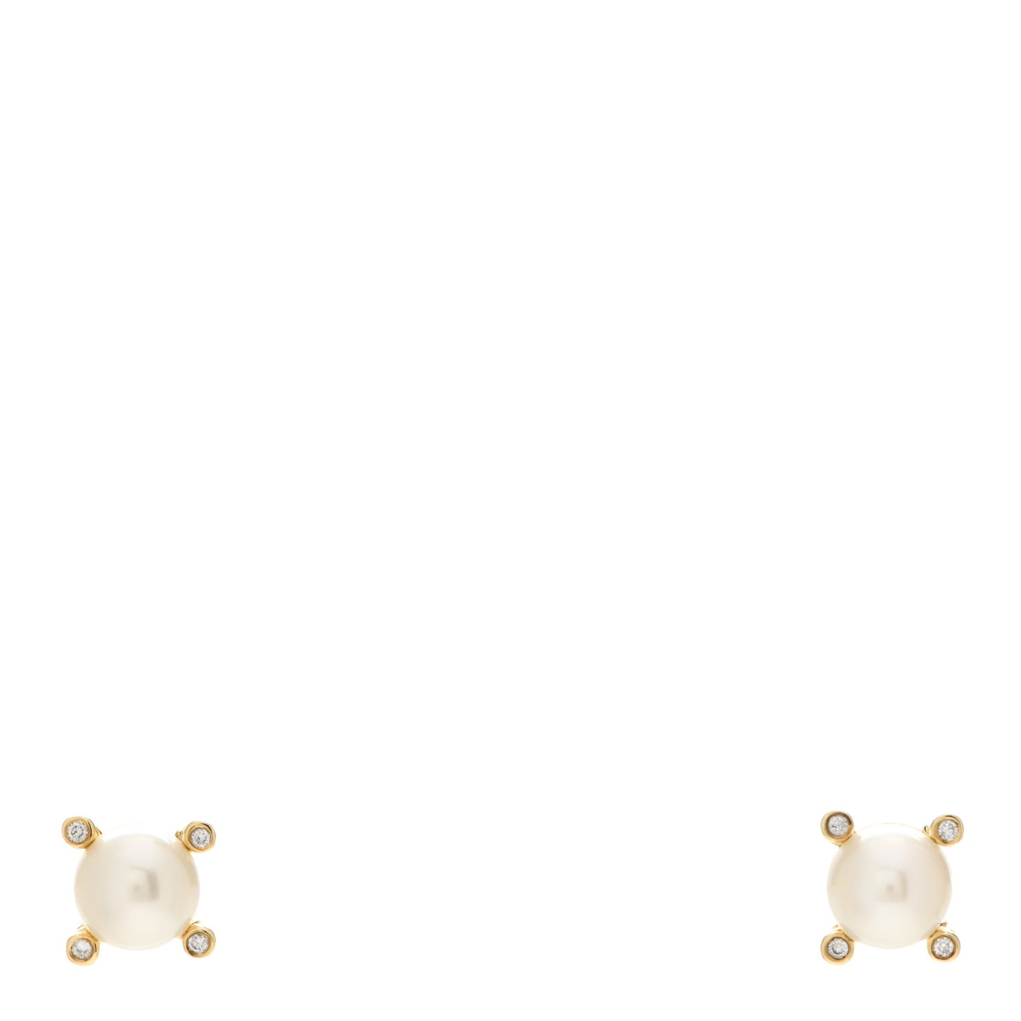 18K Yellow Gold Diamond Pearl 6mm Solari Earrings