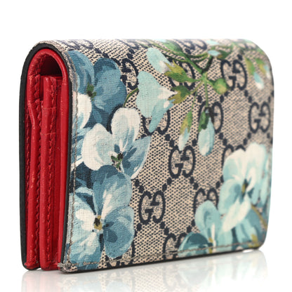 Gucci GG Supreme Monogram Blooms Card Case Beige Blue Navy Hibiscus Red 4 of 14