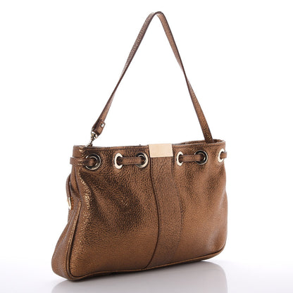 Jimmy Choo Metallic Grainy Calfskin Reed Clutch Bronze 3 of 7