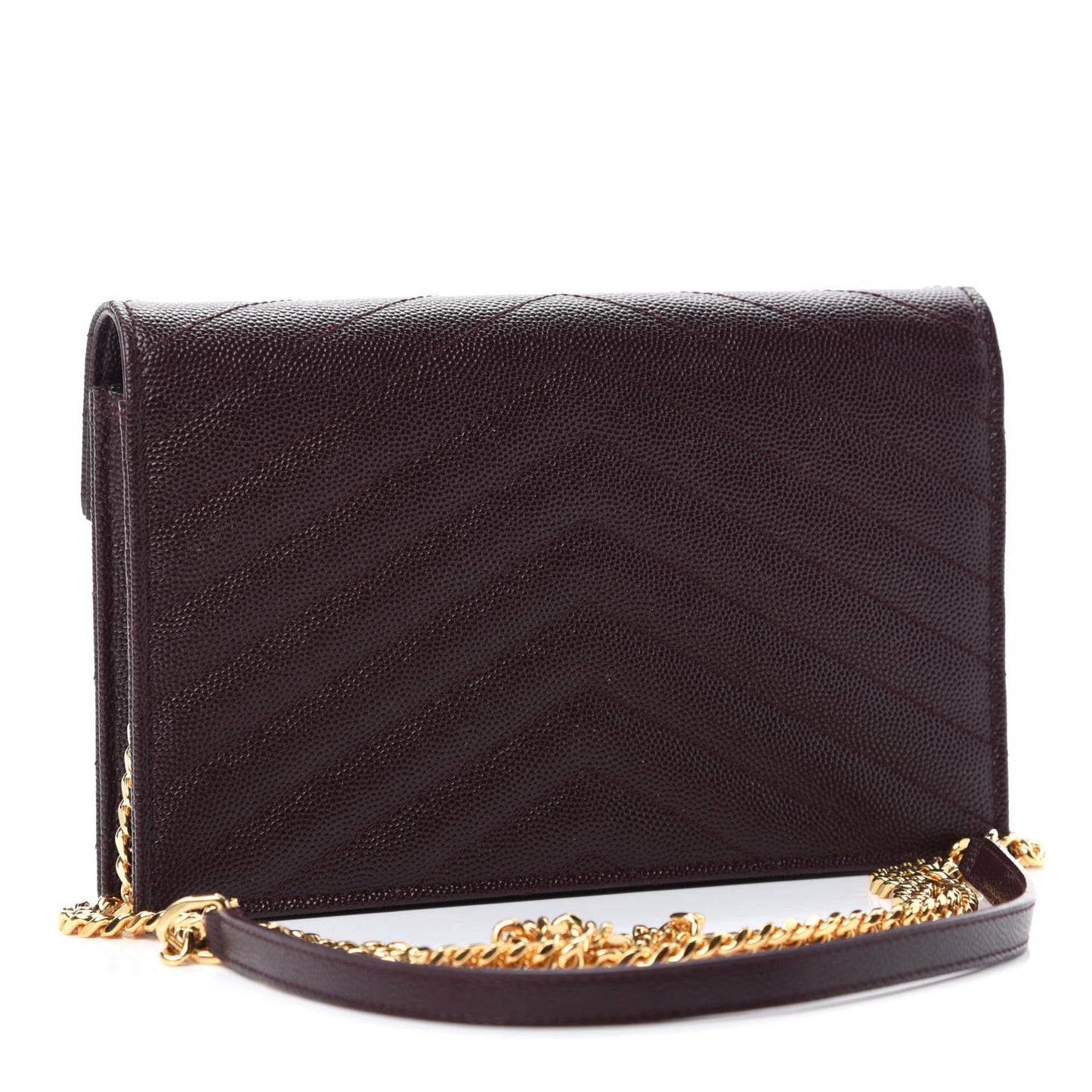 Grain De Poudre Matelasse Chevron Monogram Envelope Chain Wallet Amaranto