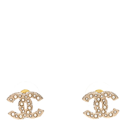 Chanel Pearl CC Earrings Light Gold 1 of 5