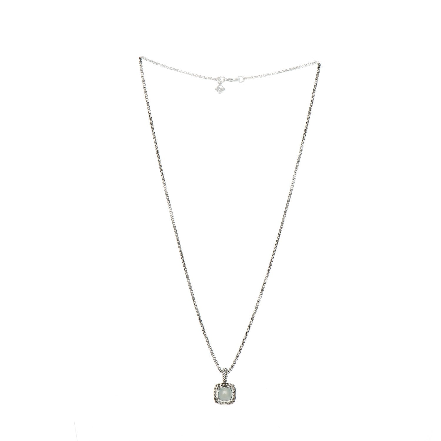 David Yurman Sterling Silver Diamond Chalcedony 7mm Petite Albion Necklace 3 of 5