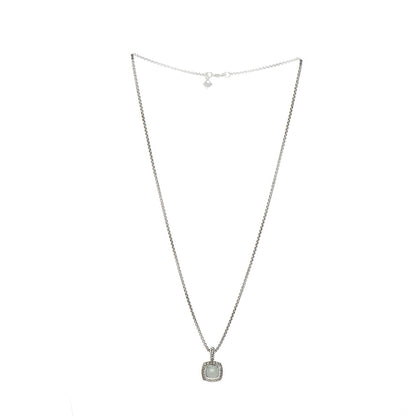 David Yurman Sterling Silver Diamond Chalcedony 7mm Petite Albion Necklace 3 of 5