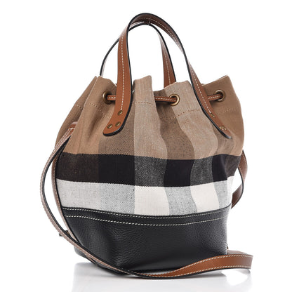 Burberry Canvas Mega Check Small Bucket Tan 4 of 8