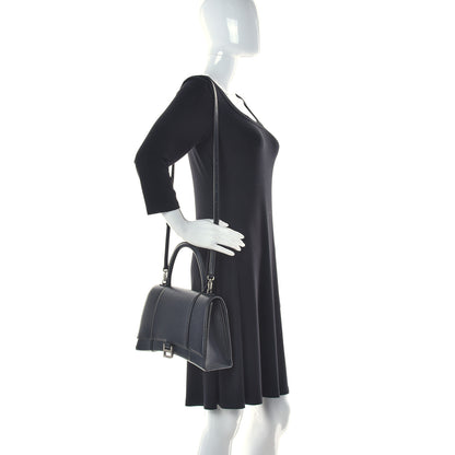 Balenciaga Grained Calfskin Medium Hourglass Top Handle Bag Black 2 of 9