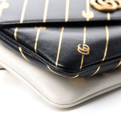 Gucci Calfskin Diagonal GG Medium Thiara Double Envelope Shoulder Bag Black White 7 of 11