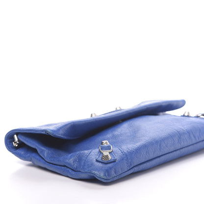 Balenciaga Agneau Giant 12 Silver Envelope Strap Clutch Bleu Lazuli 8 of 10