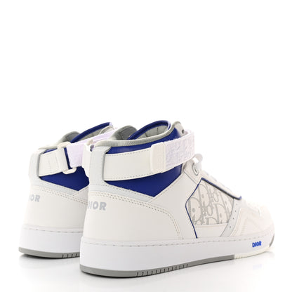 Christian Dior Smooth Calfskin Oblique Galaxy Perforated Mens B27 Mid Top Sneakers 44 White Blue 4 of 11
