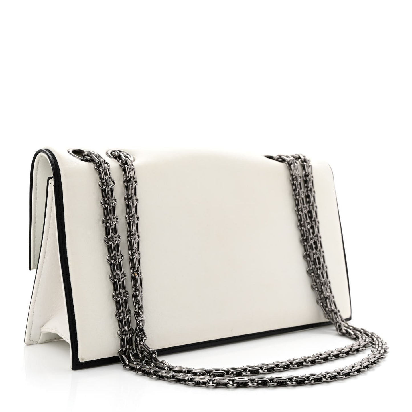 Lambskin Mademoiselle East West Flap White