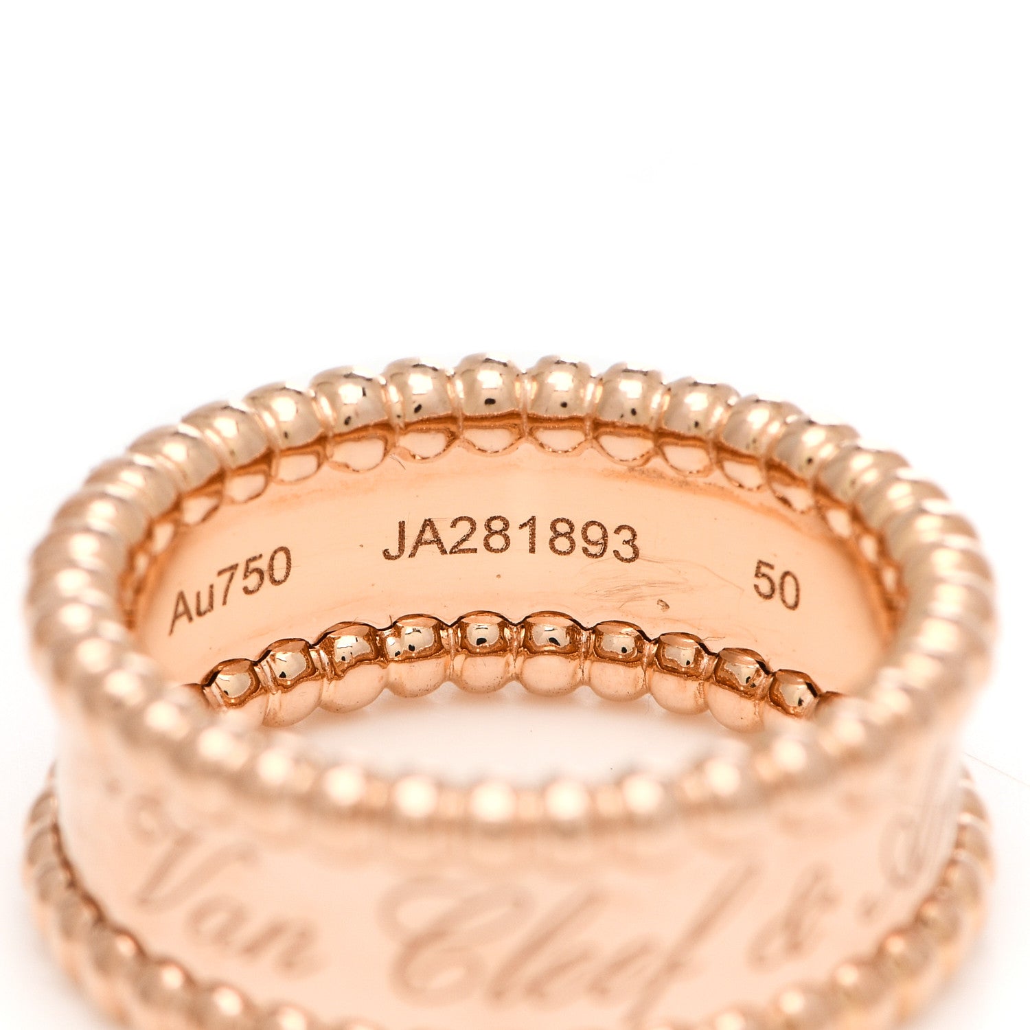 Van Cleef & Arpels 18K Rose Gold Perlee Signature Ring 50 5.25 4 of 6
