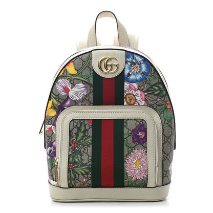 Gucci GG Supreme Monogram Flora Web Small Ophidia Day Backpack White 1 of 9
