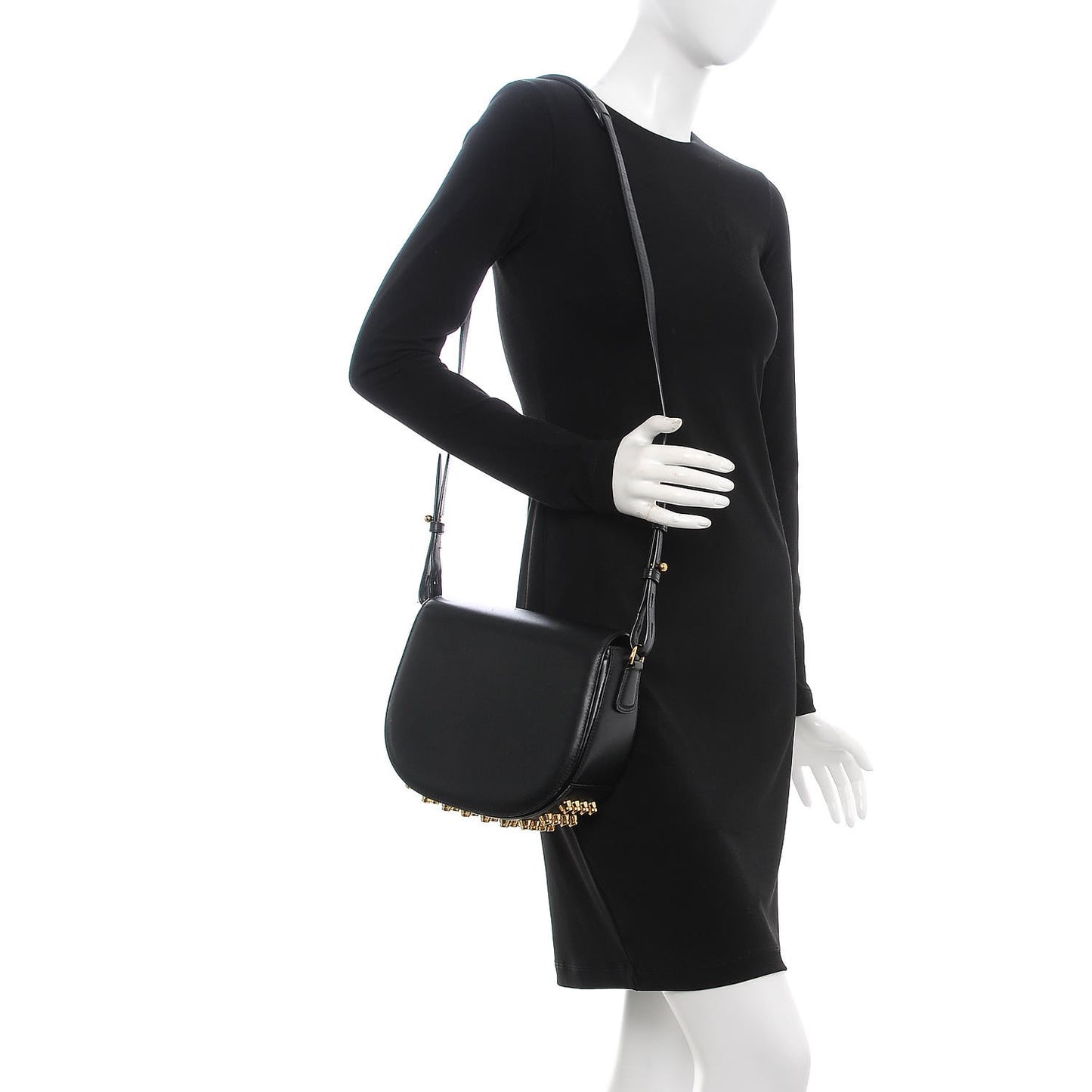 Calfskin Small Lia Sling Black Pale Gold Hardware