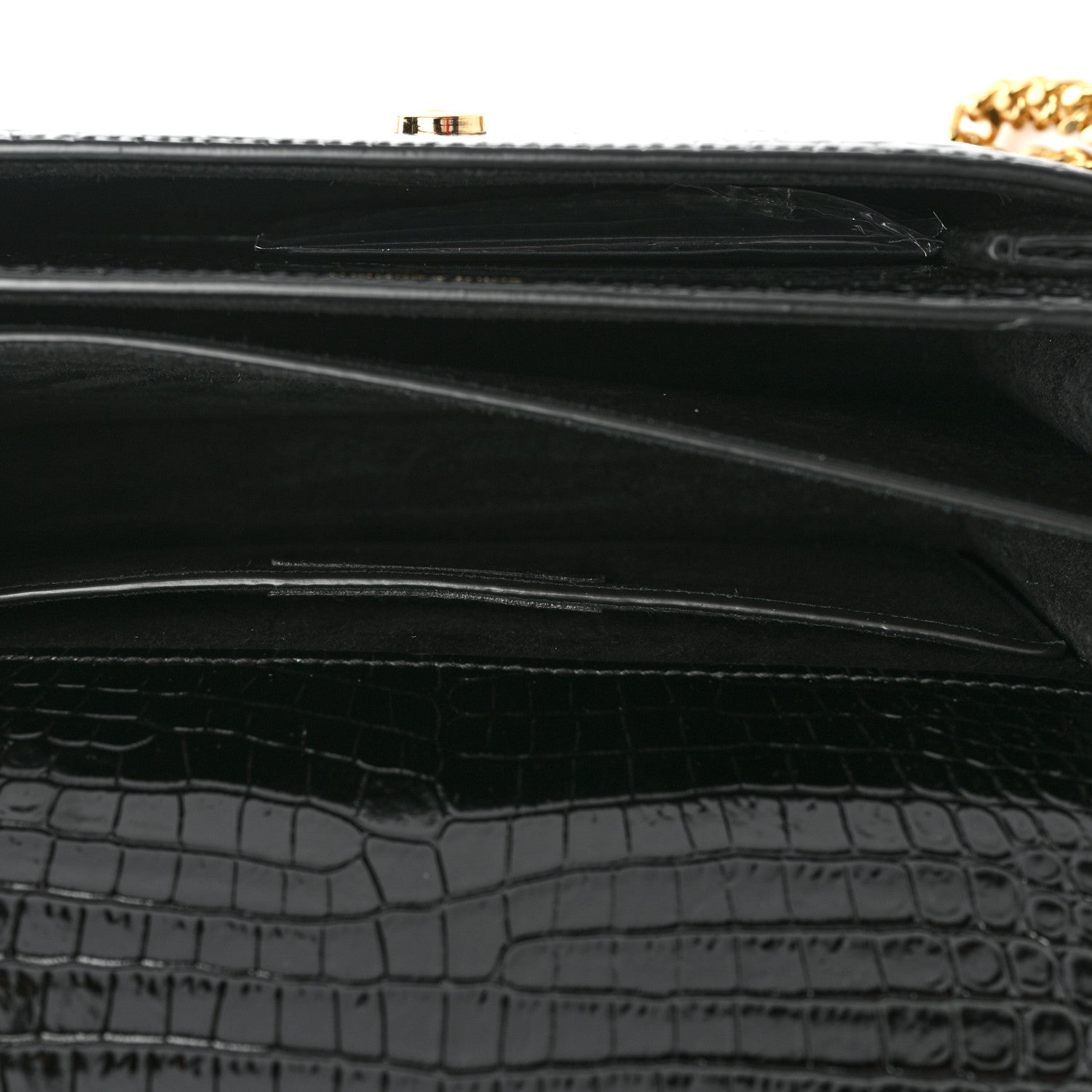 Saint Laurent Calfskin Crocodile Embossed Medium Monogram Sunset Black 7 of 10
