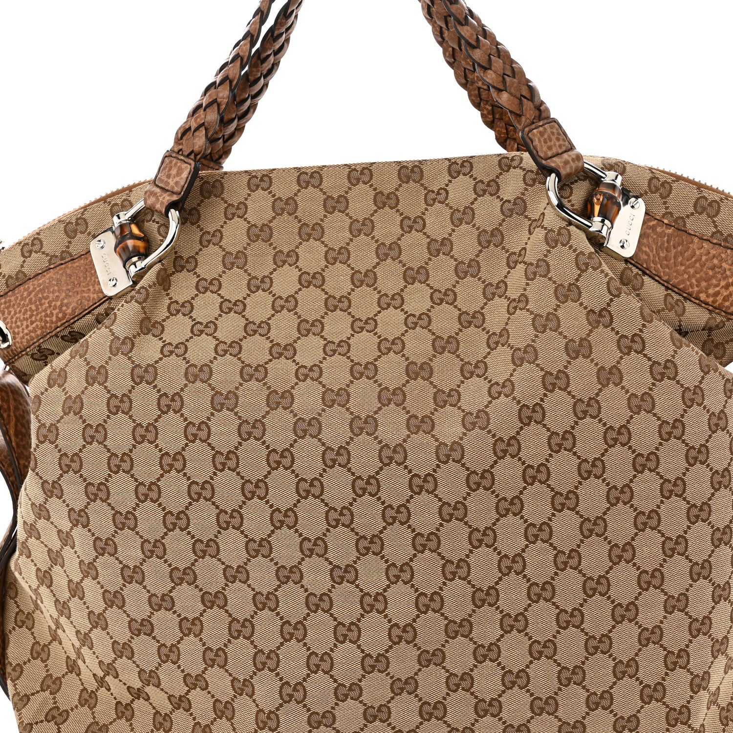 Gucci Monogram Large Bamboo Bar Tassel Shoulder Bag Brown 8 of 10
