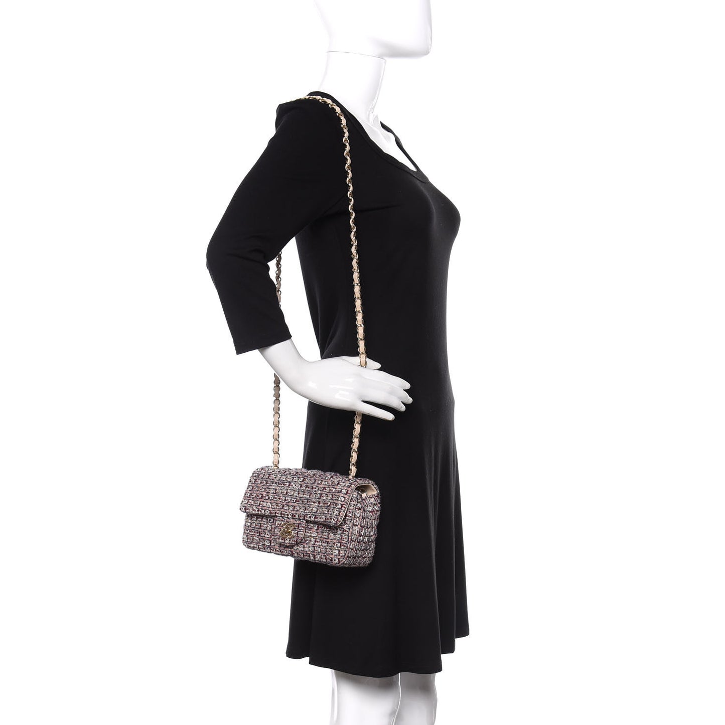 Tweed Quilted Mini Rectangular Flap Pink