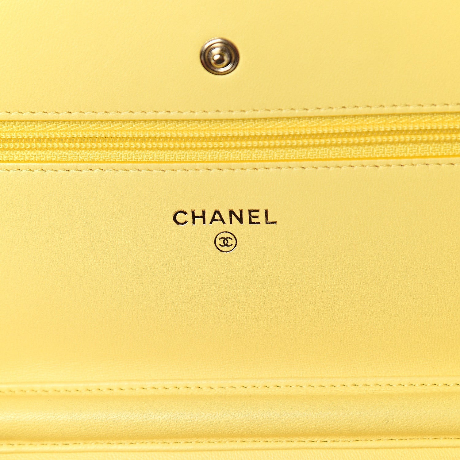 Chanel Lambskin Quilted Wallet on Chain WOC Yellow 5 of 7