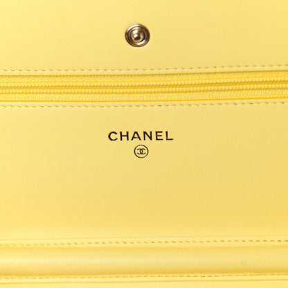 Chanel Lambskin Quilted Wallet on Chain WOC Yellow 5 of 7