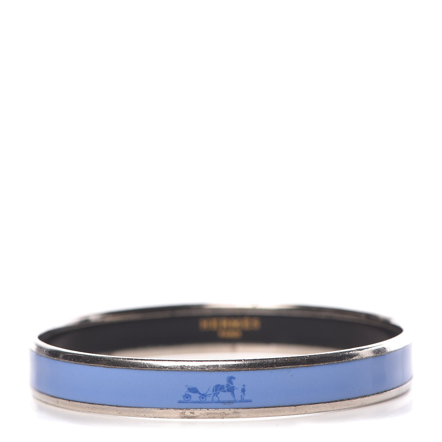 Hermes Enamel Printed Narrow Caleche Bracelet 65 Bleu 1 of 6