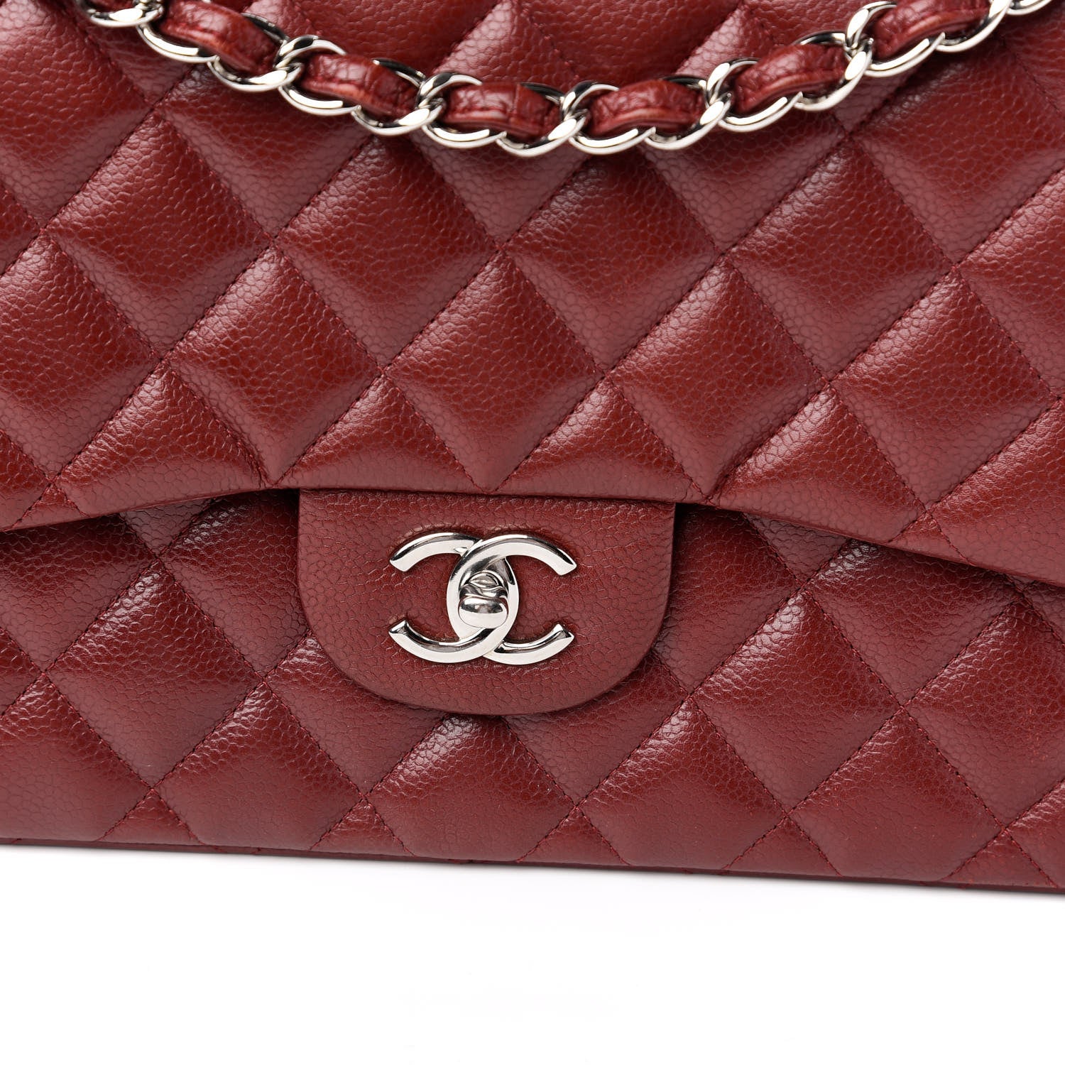 Chanel Caviar Quilted Jumbo Double Flap Dark Red 10 of 10