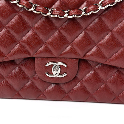 Chanel Caviar Quilted Jumbo Double Flap Dark Red 10 of 10