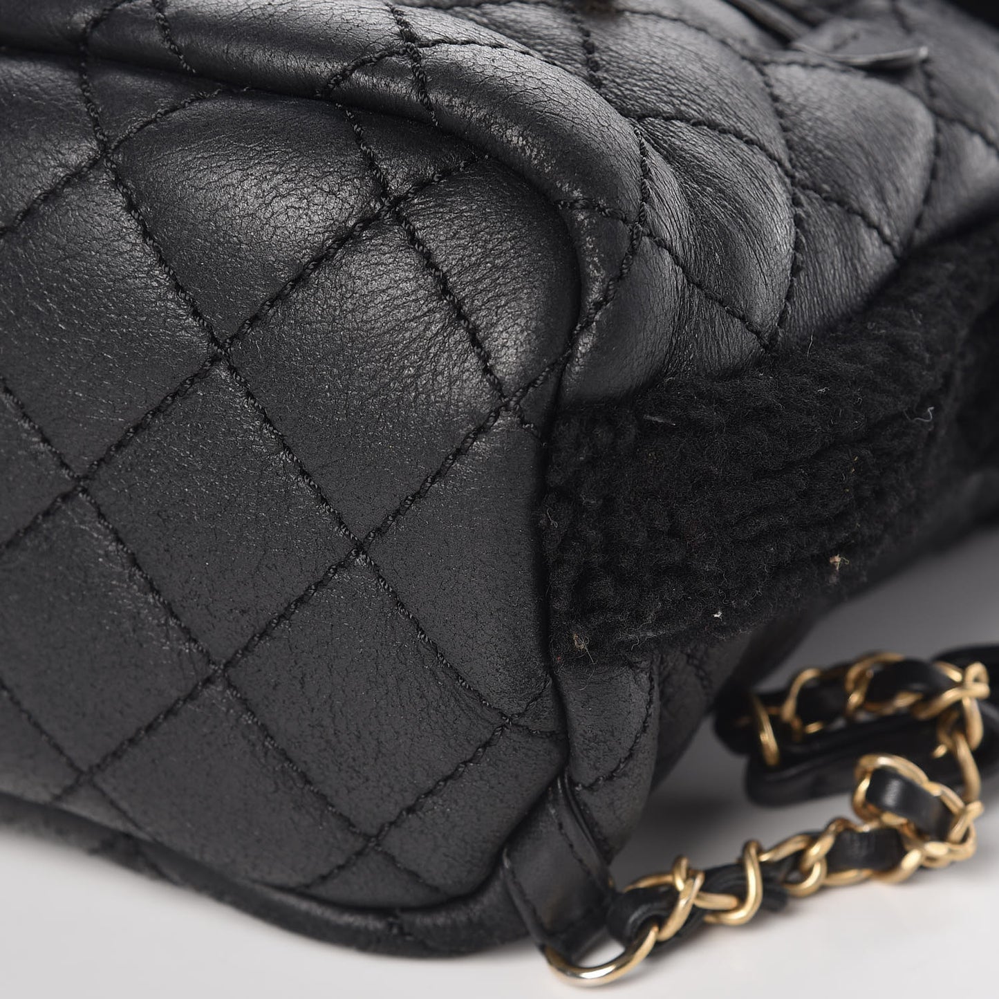 Lambskin Shearling Quilted CC Backpack Black