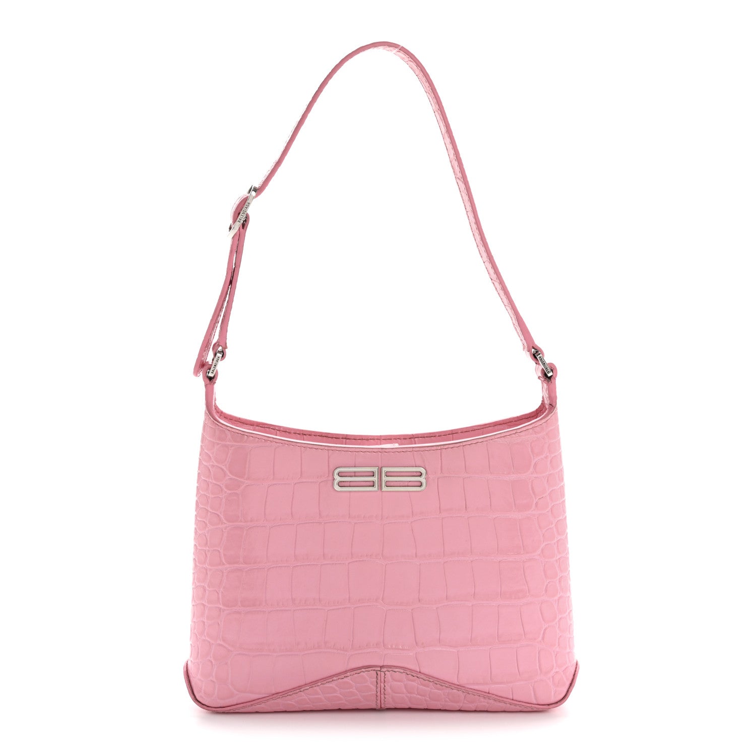 Balenciaga Shiny Super Supple Calfskin Crocodile Embossed Small XX Bag Sweet Pink 1 of 10