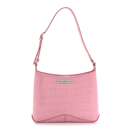 Balenciaga Shiny Super Supple Calfskin Crocodile Embossed Small XX Bag Sweet Pink 1 of 10