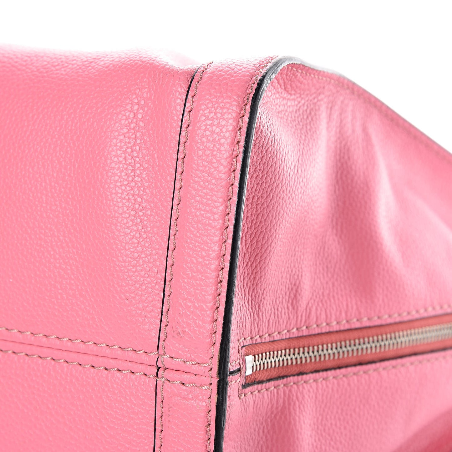 Pebbled Calfskin Large Skull Padlock Zip Around Tote Pink