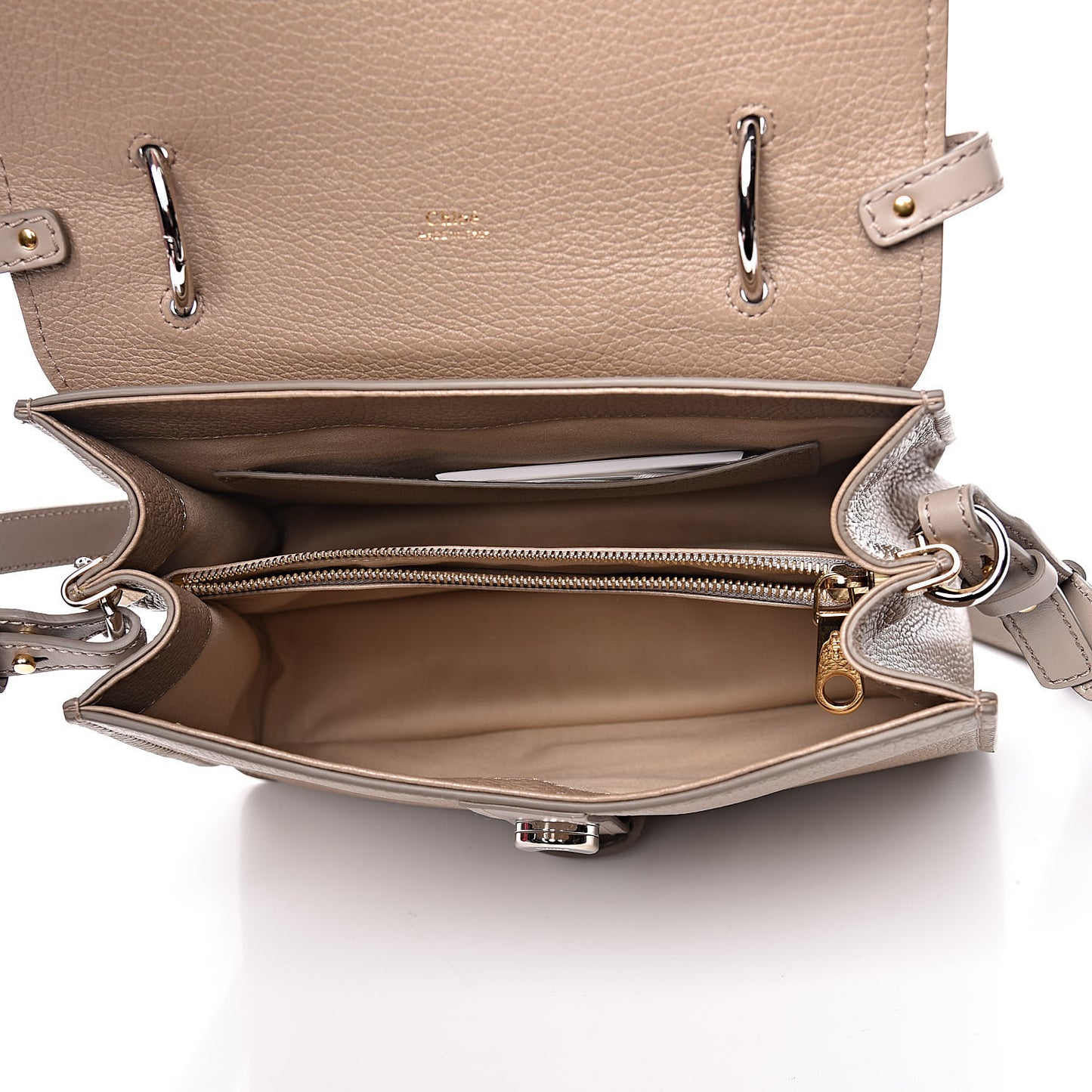 Shiny Grained Calfskin Medium Aby Day Shoulder Bag Motty Grey