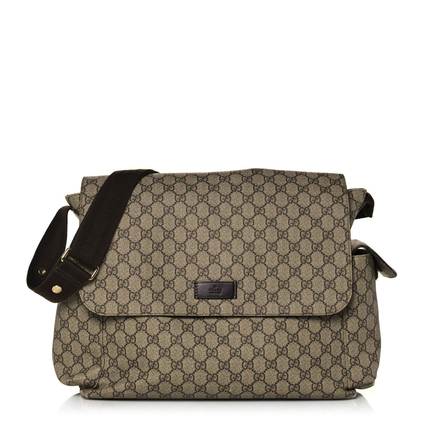 GG Plus Monogram Messenger Diaper Bag Dark Brown