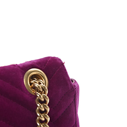 Gucci Velvet Matelasse Medium GG Marmont Shoulder Bag Fuchsia Violet Cyclamen 16 of 19