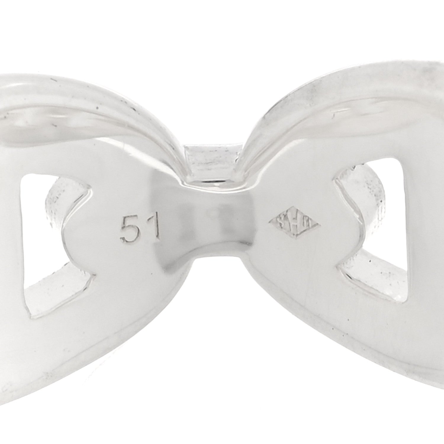 Hermes Sterling Silver PM Chaine d'Ancre Enchainee Band Ring 51 5.75 5 of 9