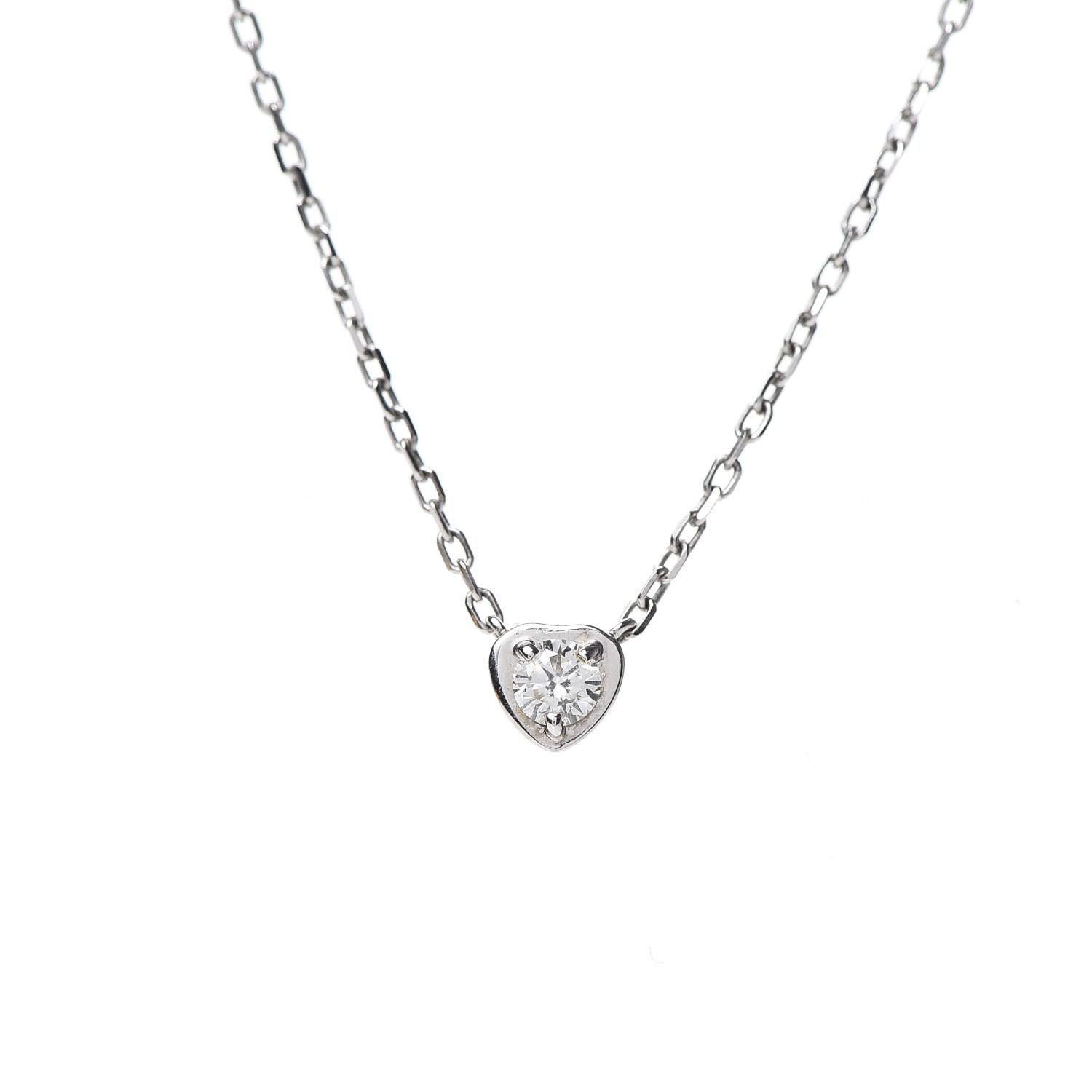 Cartier 18K White Gold Diamond D'Amour Heart Pendant Necklace 4 of 5