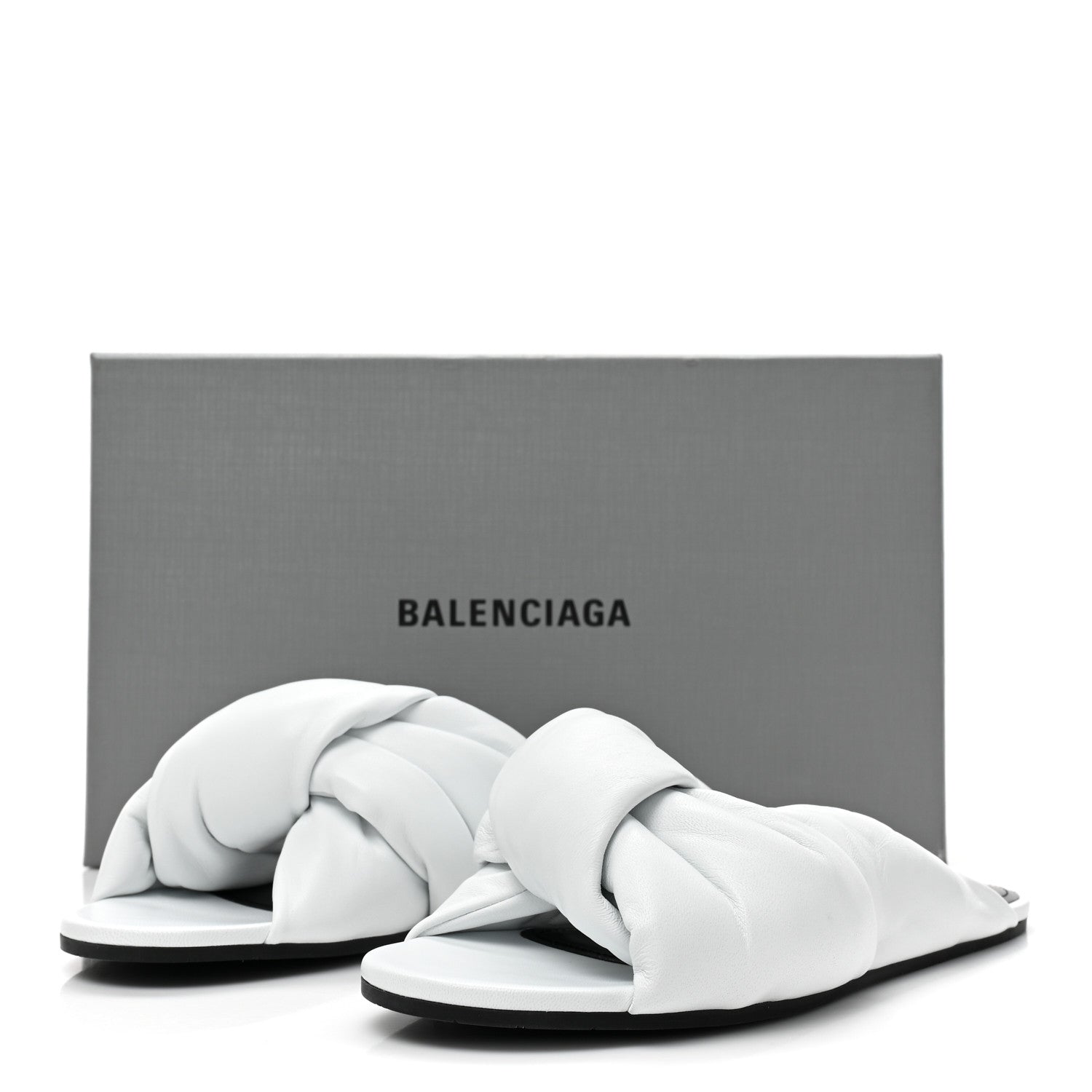 Balenciaga Lambskin Drapy Slide Sandals 39 Optical White 10 of 10