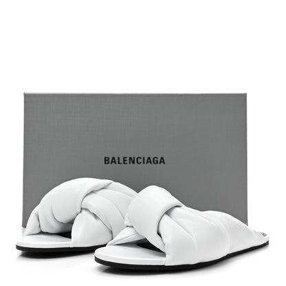 Balenciaga Lambskin Drapy Slide Sandals 39 Optical White 10 of 10