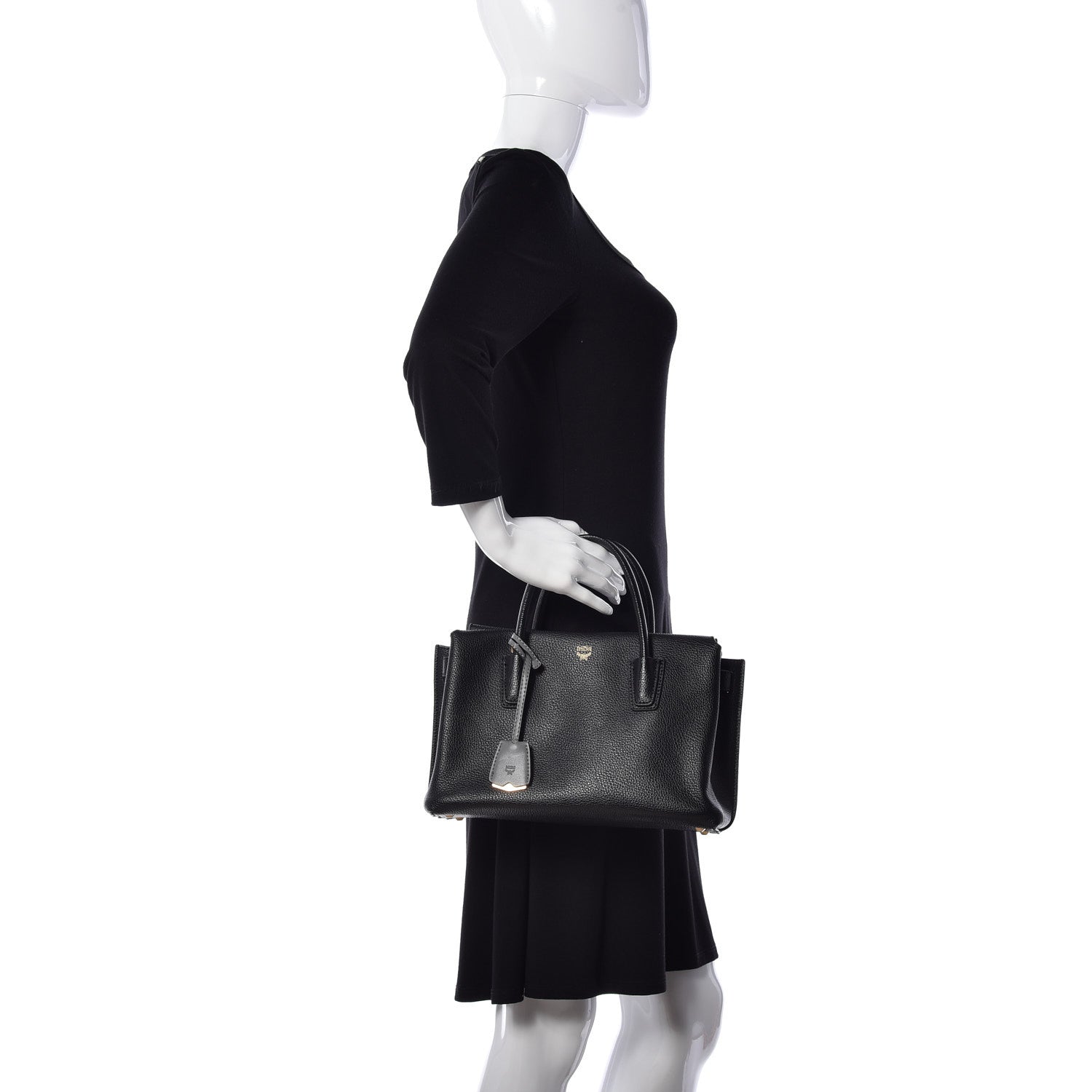 MCM Grained Calfskin Medium Milla Tote Black 3 of 10