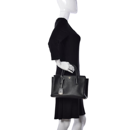 MCM Grained Calfskin Medium Milla Tote Black 3 of 10