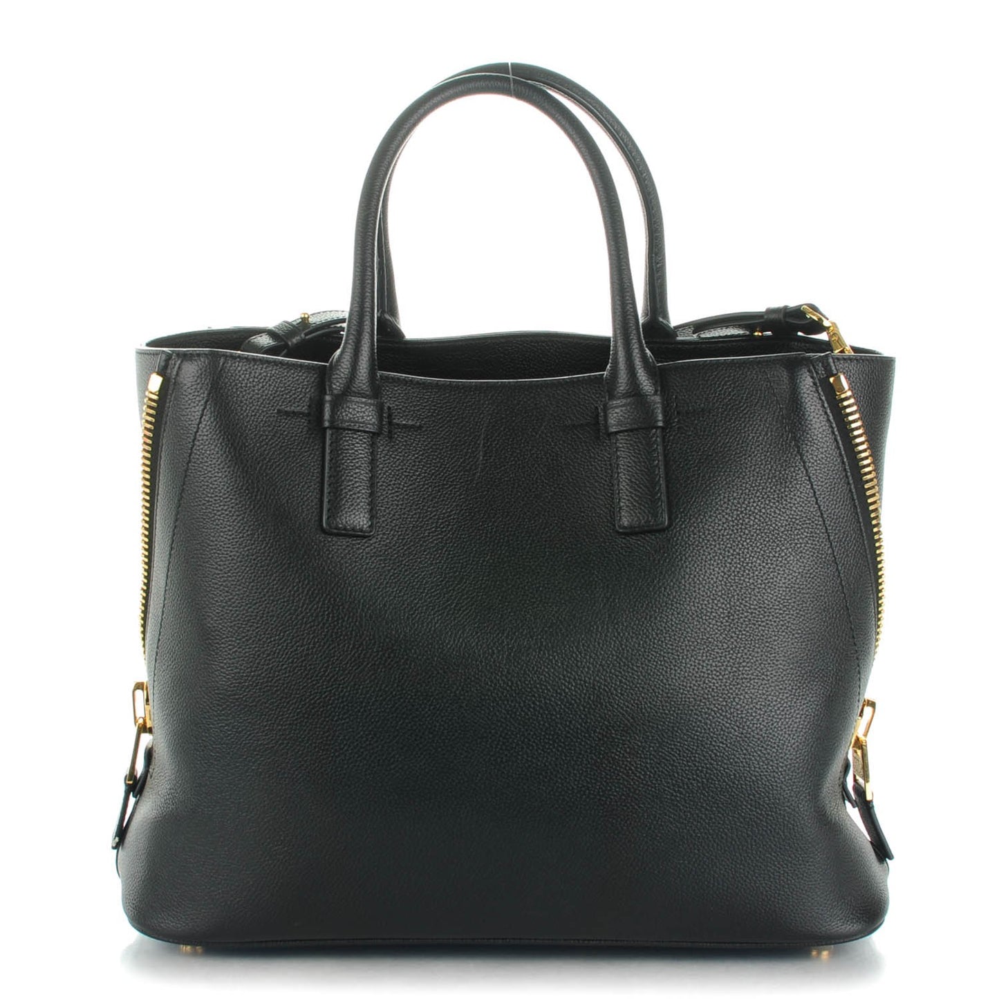 Pebbled Calfskin Medium Jennifer Zip Tote Black