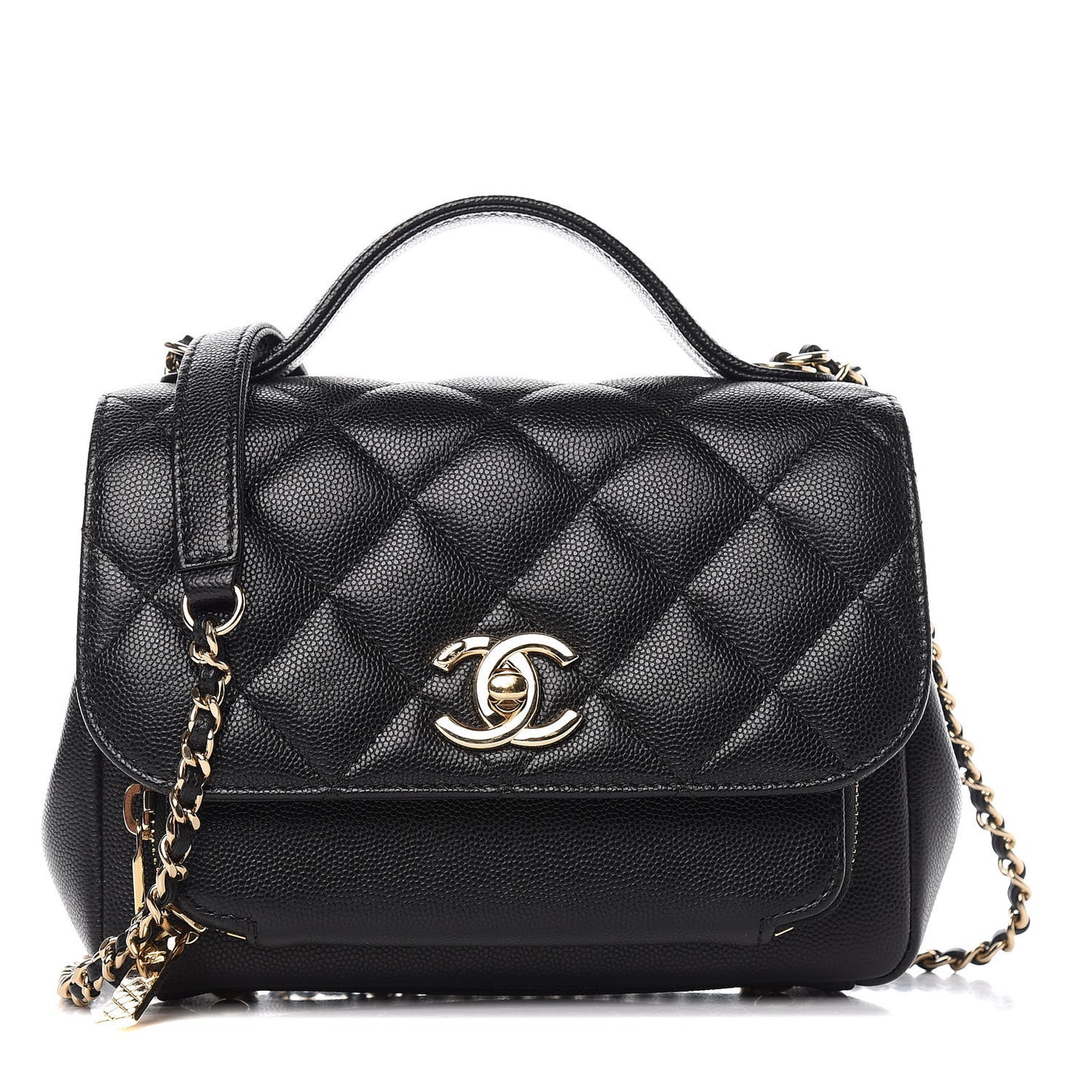 Caviar Quilted Small Business Affinity Flap Black