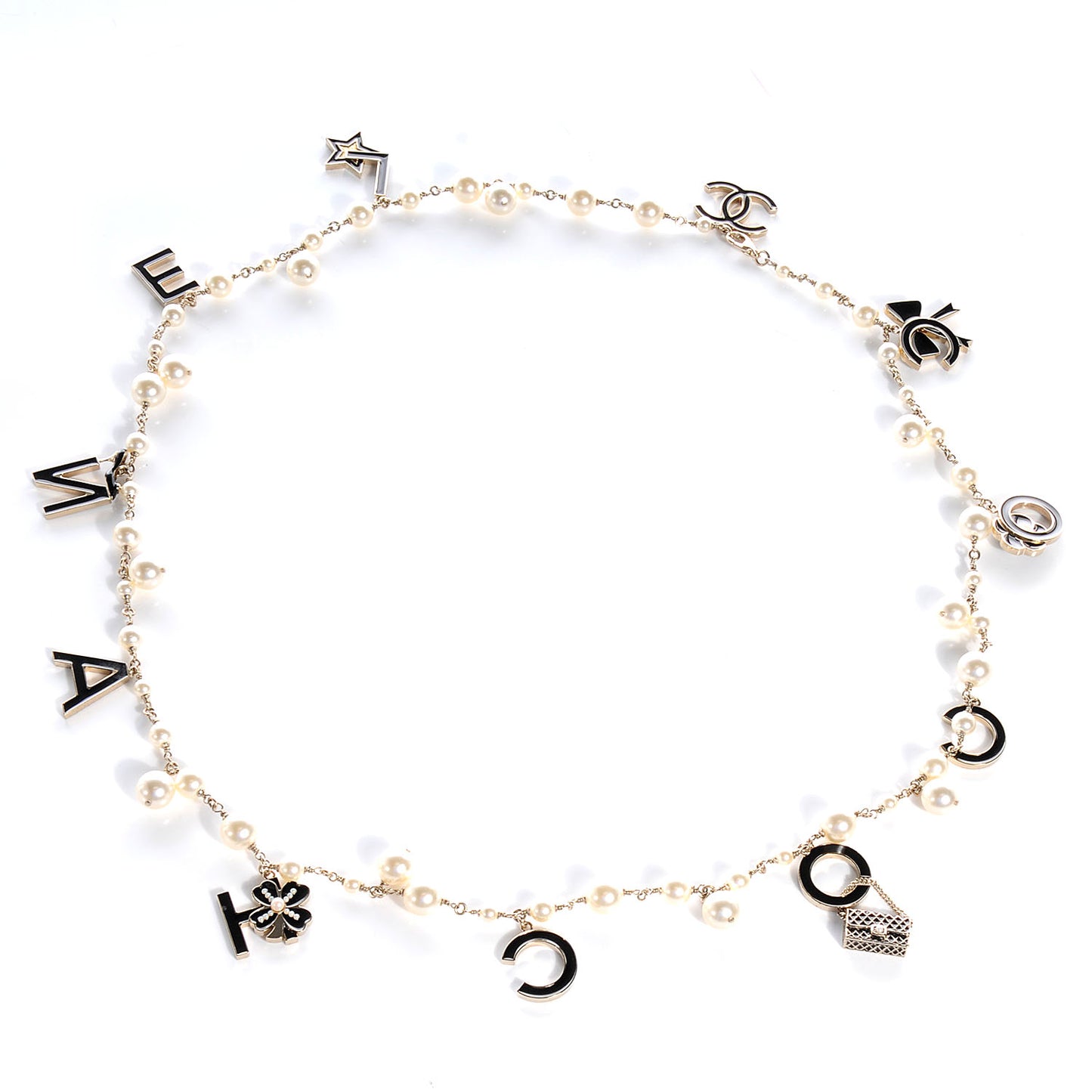 Pearl Charms Coco Logo Necklace
