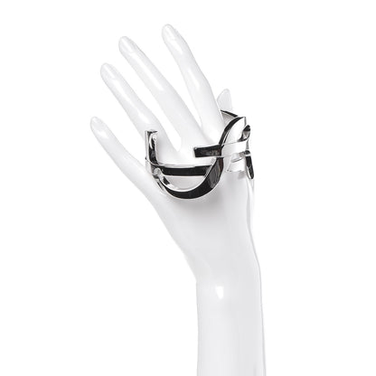 Saint Laurent Brass Monogram Medium Cuff Bracelet Palladium 2 of 4