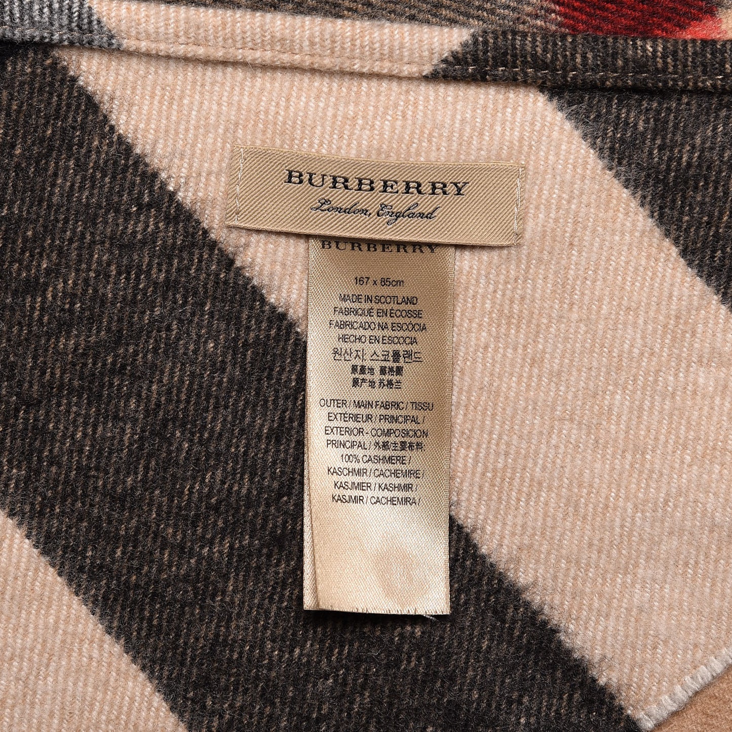Cashmere Check Bandana Scarf Camel